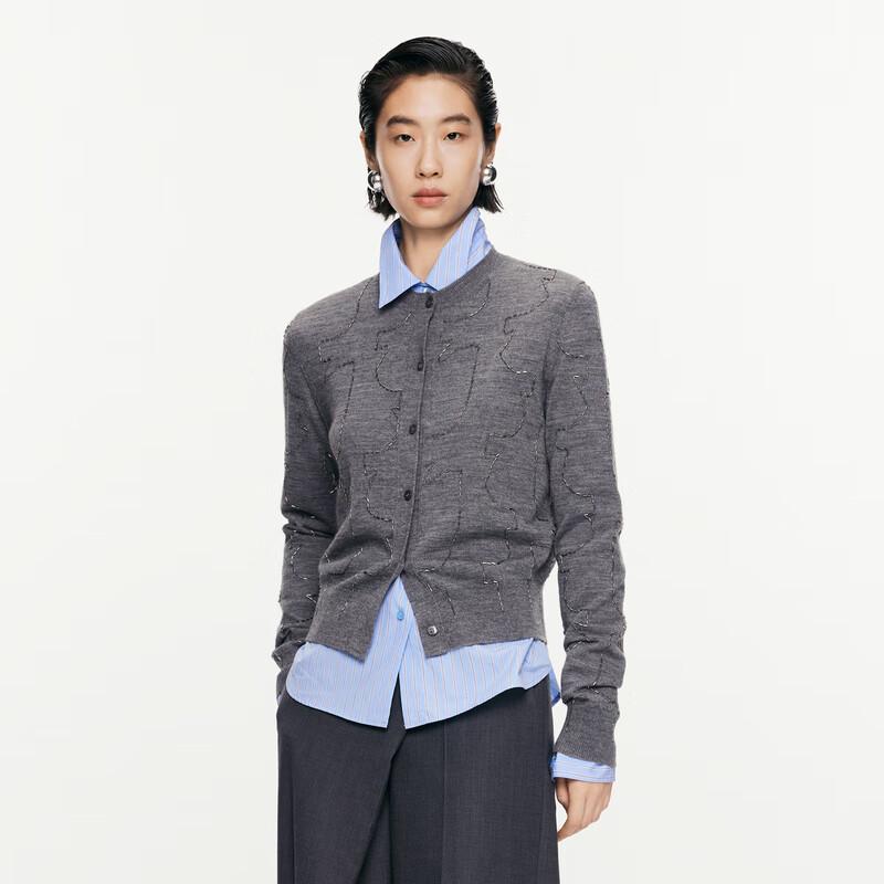 JNBY 2024 Autumn Beaded Wool Blend Cardigan