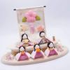 Ryukodo Poteri Hina Dolls Leaf Wooden Stand Decoration Set (Hemp Pattern) 1-890