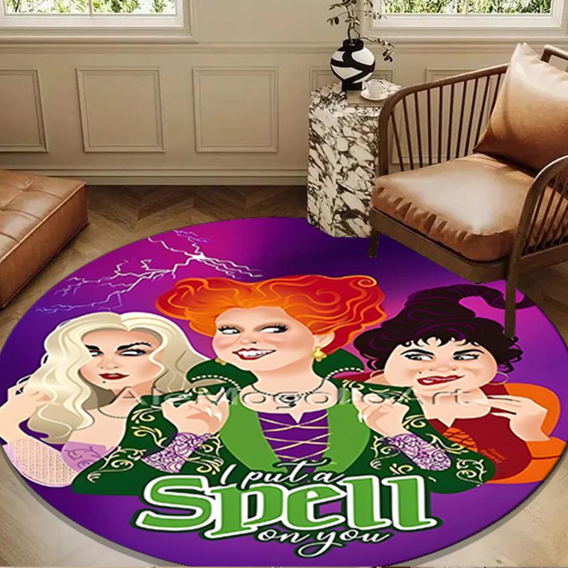 Hocus Witch Halloween Magic Round Rug for Livingroom,Bedroom, Palyroom, Chair Rug, Area Rug, Circle Carpet, Large Size Fan Christmas Gift