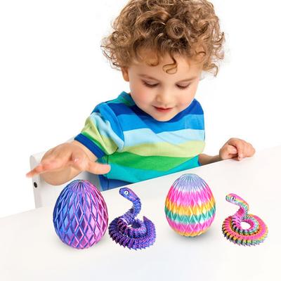 Snake Egg with 3D Printed Snake Inside Movable Joints Snake Figurine Articulated Snake Desk Fidget Toy Decoration Ornament