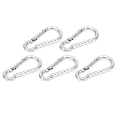 5pcs 50mm Carabiner Clip Stainless Steel Heavy Duty Spring Snap Hook for Hammock Dog Leash