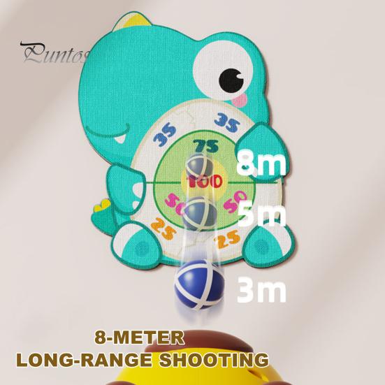 Dart Board Game for Kids 3-8 Years Old Indoor Outdoor Toy Set with Launcher 12 Sticky Balls Cartoon Dinosaur Image Fun Party Game Gift