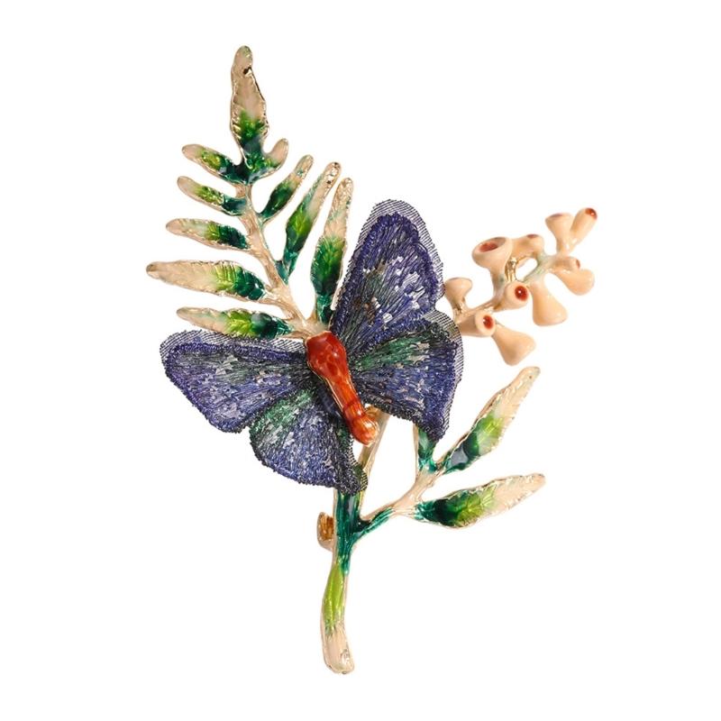 

Stylish Butterfly Flower Pin Electroplating Fashion Accessory for Women синій