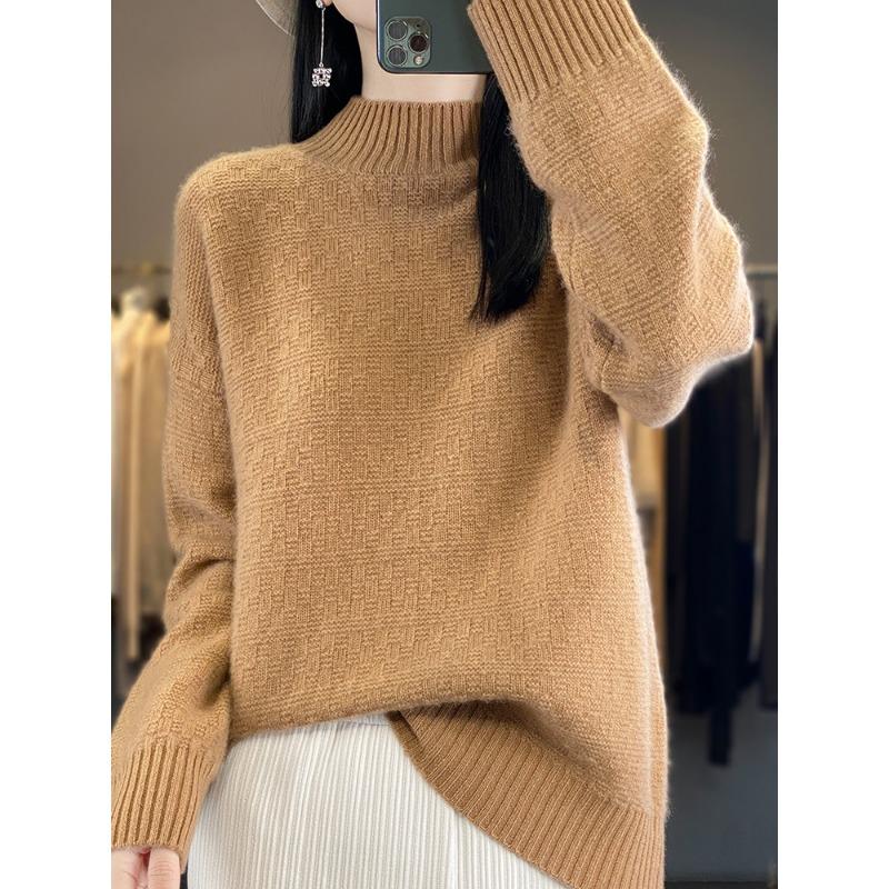 Verdickte Puffärmel Rollkragen Cardigan für Damen Im Herbst und Winter Neuer modischer und vielseitiger Kaschmir-Strick-Basic-Pullover