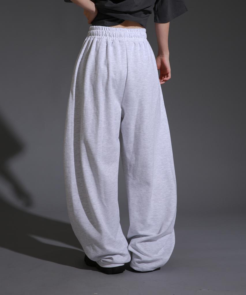 LIKE THE MOST Pintuck Ver2 Wide Training Pants [White Melange]