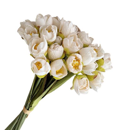 24 Bundles Artificial Tulip Flowers, Realistic Fake Tulips for Spring, Easter, Valentine's Day Home Decor, Wedding Centerpiece, Table Floral