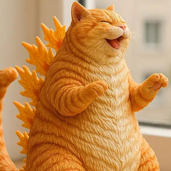 Dinosaur Cat Figurine Mini Roaring Cat Statue Collectible Resin Cat Ornament for Home Office Desk Shelf Decoration Cat Lovers Gift