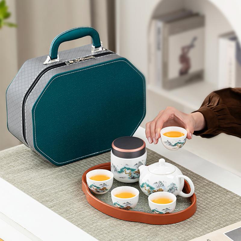 White porcelain Xishi Kung Fu tea set, high-end gifts for customers, company annual meeting activities, ceramic teapot gift box
