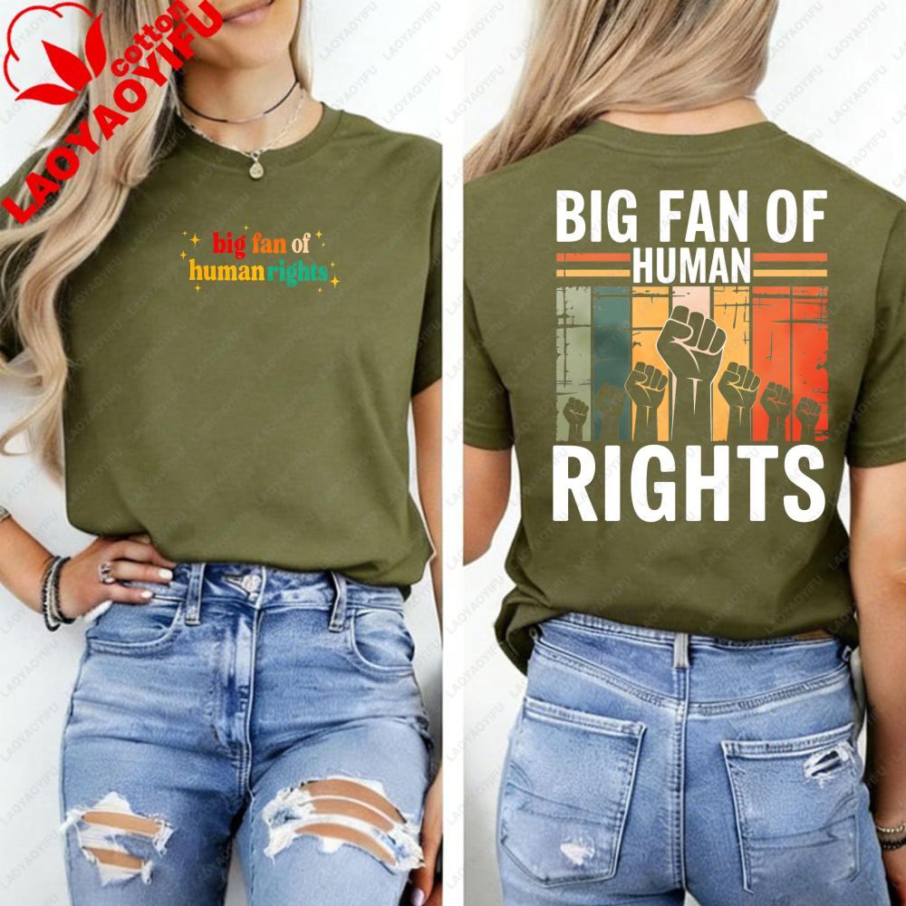 HuUnisex Rights Activist Cotton TShirt Equality Protest Retro Graphic Tee Y2k Top Harajuku Unisex Clothing Graphic T Shirts Tops