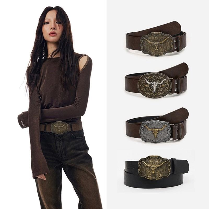 Longhorn Waist Belt Engraved Chain for Cowboy Cowgirl Rock and Roll Punk Classical Belt Waist Chain Sexy Belt