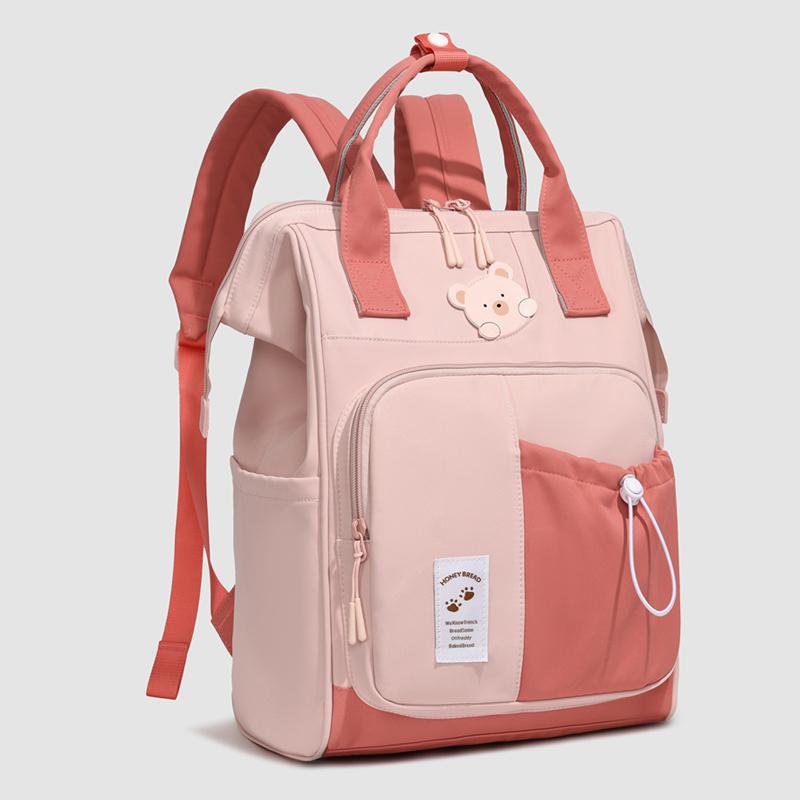 Zaino in Nylon Orsetto Carino per Donna Grande Capacità Multitasche Scuola Viaggio Daypack Leggero