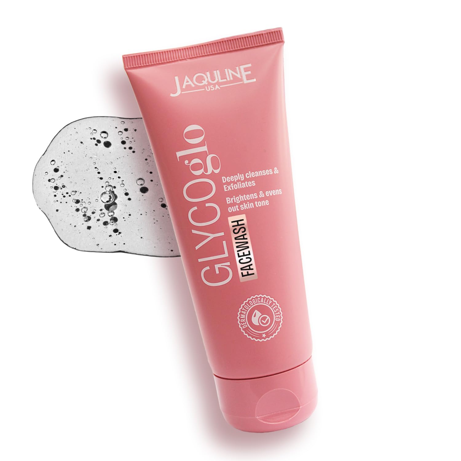 JAQUILINE USA Glyco GLO Glycolic Face Wash | Deep Cleansing & Brightening | With Glycolic Acid & Niacinamide | Removes Impurities & Excess Oil | Fo