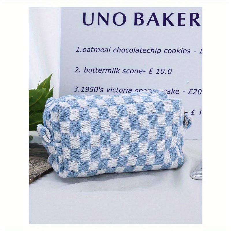 1Pc Makeup Bag Black, Checker Cosmetic Bag Square Waterproof, Women Bags For Make Up, Small Bag Storage Makeup Case, Travelling Bags For Ladies