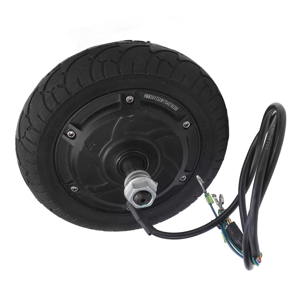 8 Inch Electric Scooter Hub Motor 36V 350W Brushless Hub Motor with Tire 200mm Diameter 45mm Tire Width 70mm Opening Width Double Sided Threaded Shaft