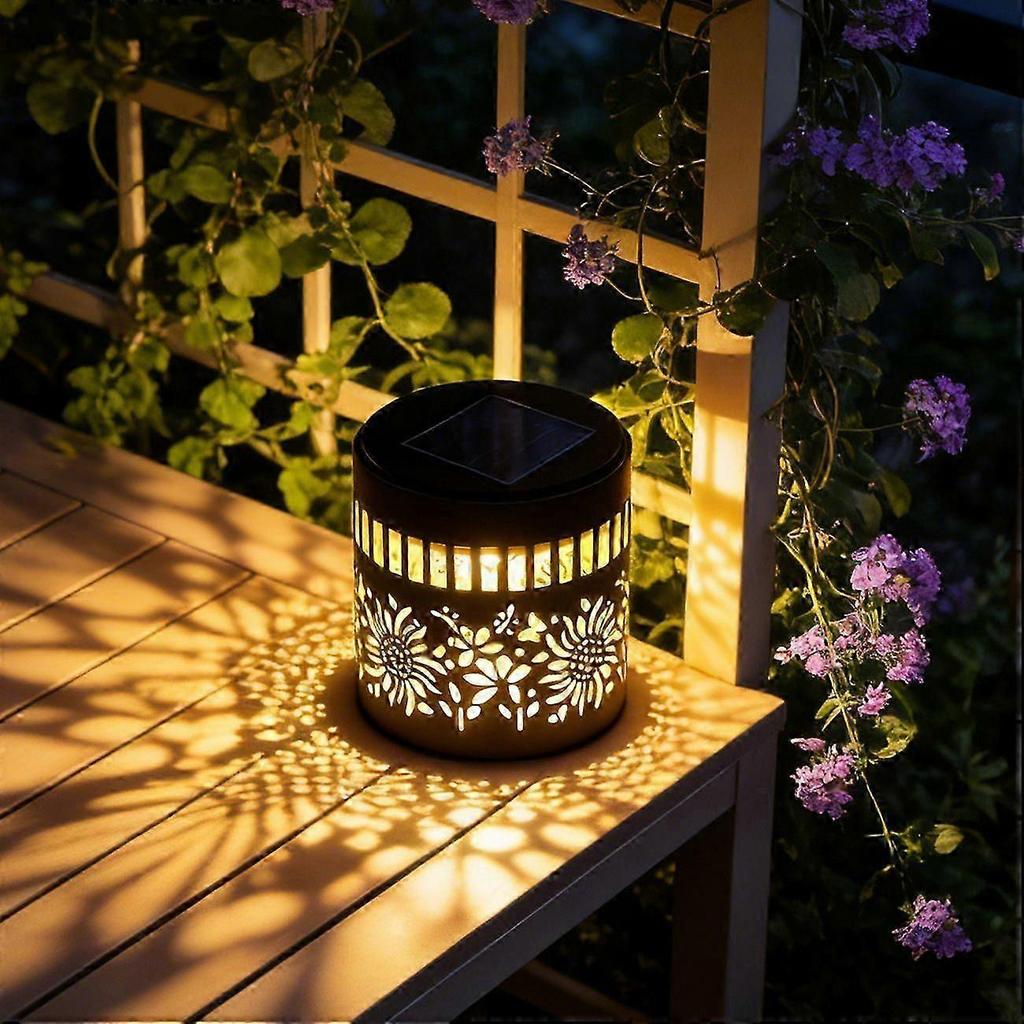 2026 Hot!! Iron sunflower mandala hollow projection solar light courtyard decorative light villa lawn atmosphere light