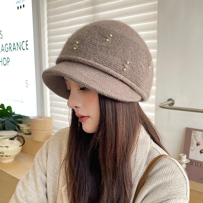 

Вязаная шапка женская шапка с полями моющаяся женская шапка шапка для женщин удобная шапка One size хаки