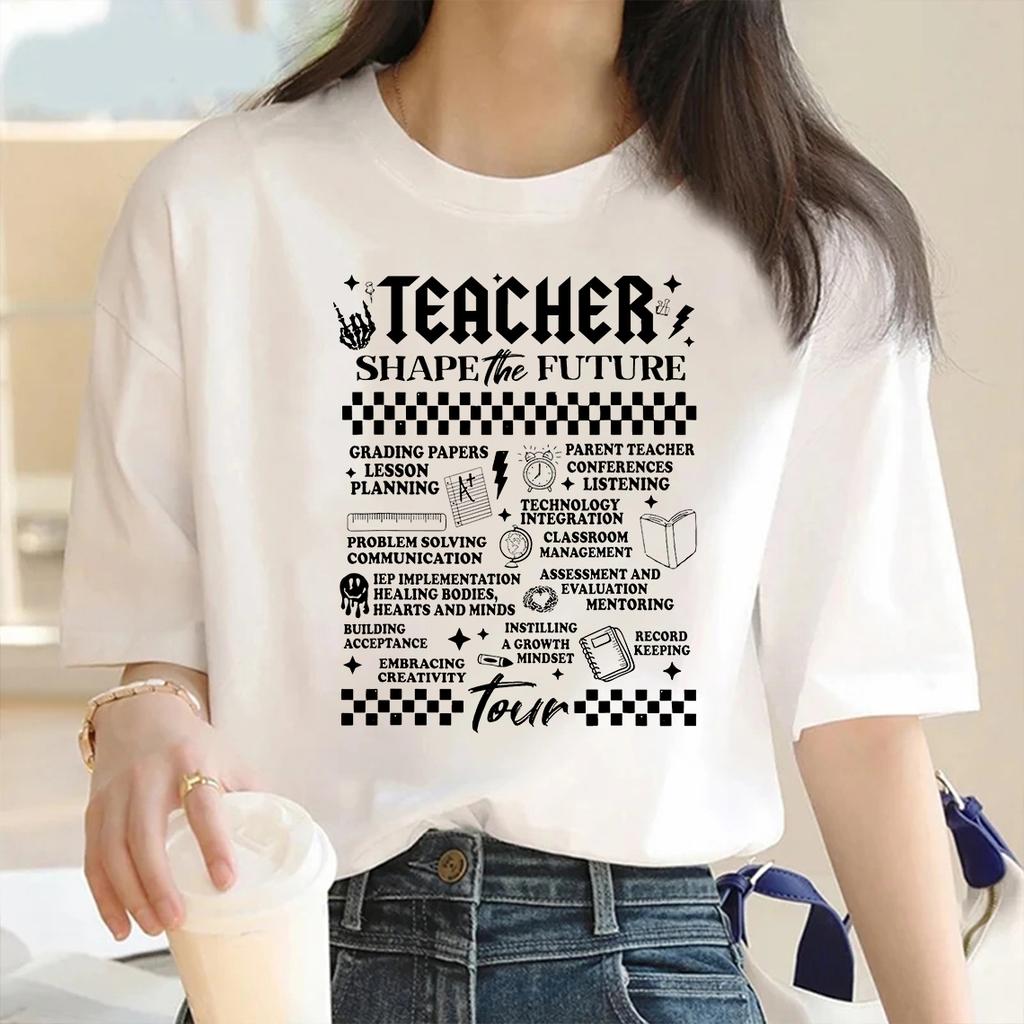 ABCD Teacher Tour Print  Graphic Streetwear Fashion T-Shirts Harajuku Clothes Short Sleeve Summer Tee Casual Female Tops