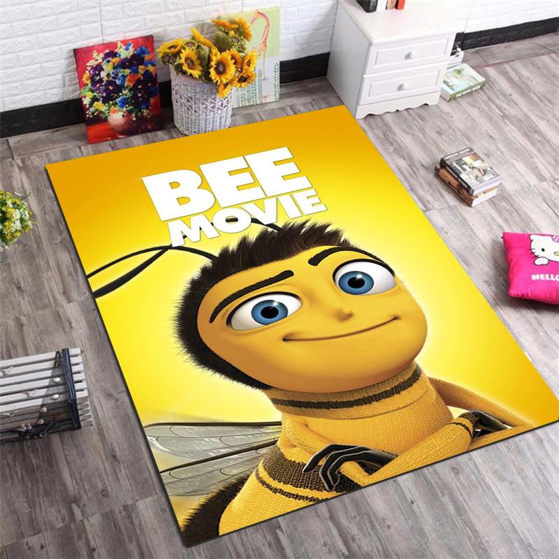 Tappeto Area con Stampa Personaggio Cartone Animato Bee Movie Tappetino Rettangolare Antiscivolo Tappeto Decorativo Carino Animazione per Stanza dei Giochi Camera da Letto Soggiorno