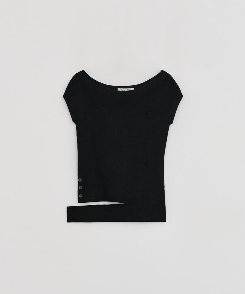 Loutaideu Hem Slit Boatneck Knit [Black]