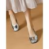 Low-heeled Silver Single Shoes Women's New Sequins Light-mouthed Square-headed Retro Ladyshoes Thick-heeled Four-season Shoes