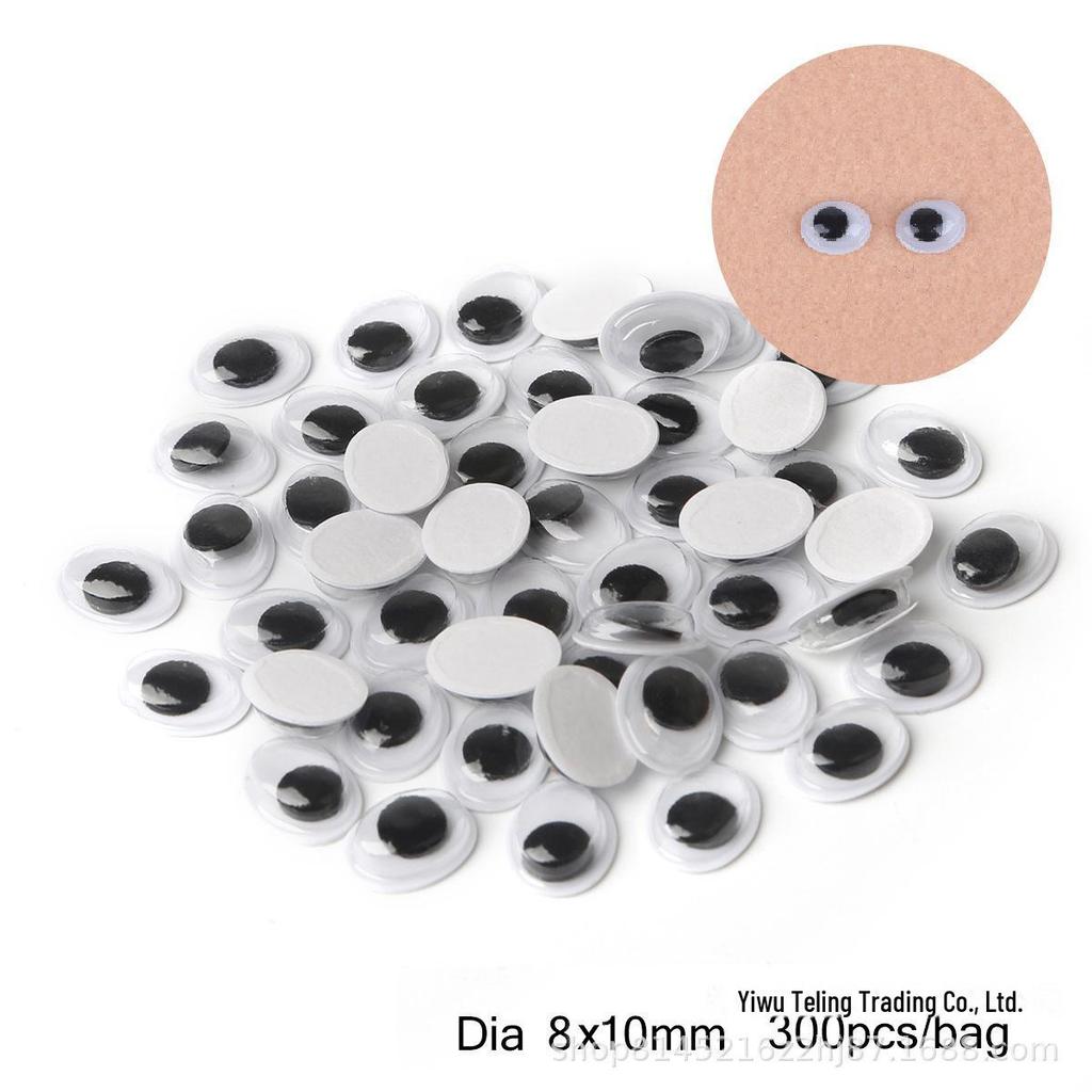 Pre-made DIY Toy Animal Accessories: Adhesive Black and White Moving Eyes for Kids