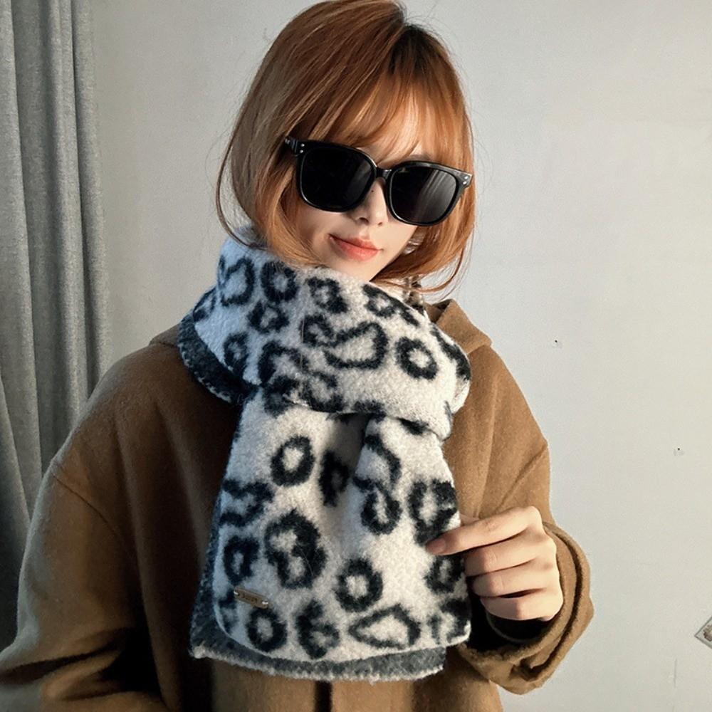 Korean Style Imitation Wool Scarf Lightweight Winter Shawl Fashion Leopard Print Scarf  Unisex