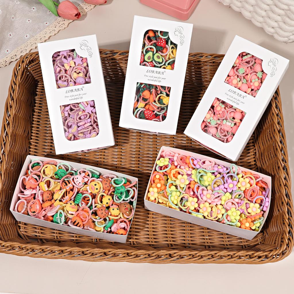 50Pcs Baby Hair Ties, Cute Cartoon Small Hair Ties for Toddlers Little Girls, Colorful Elastic Pony Tails Hair Bands  Kids Gift