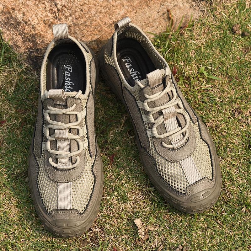 Men's Outdoor Running Shoes Simple Casual Shoes Lightweight Sports Shoes Hollow Out Breathable Sneakers Non-Slip Hiking Footwear