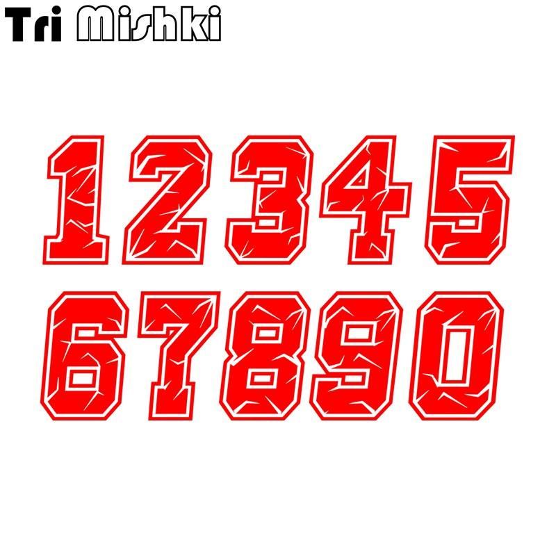 Tri Mishki HZX1185# Artistic Font Race Number Decals Car Sticker Funny Vinyl Decals Motorcycle Accessories Stickers