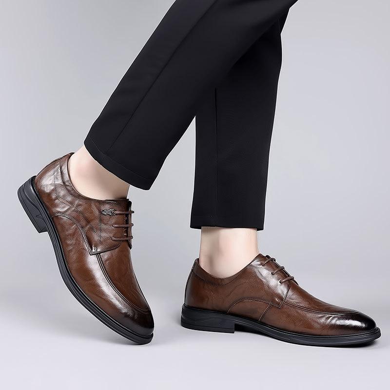 Hand-scratched leather shoes men's 2025 autumn leather British business dress shoes comfortable lace-up men's derby shoes wedding shoes
