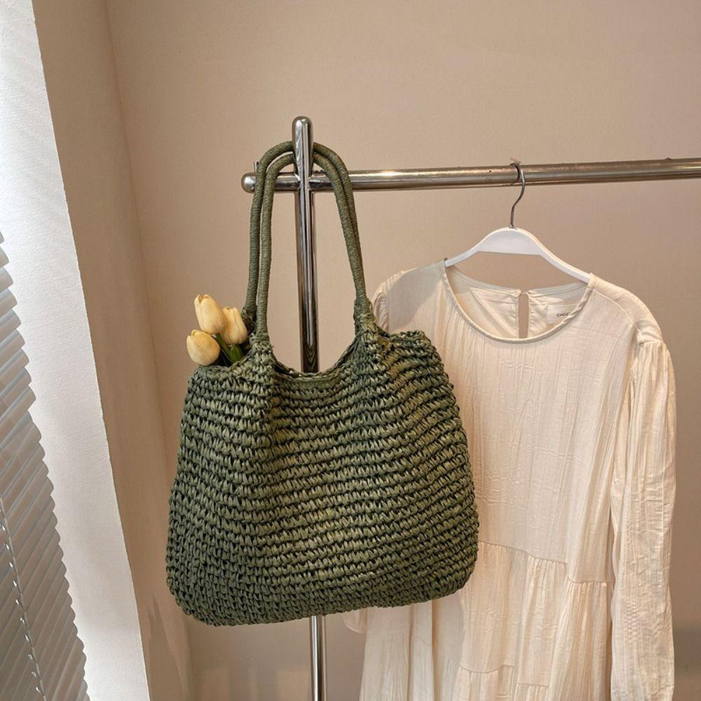 Bohemian Straw Shoulder Bag Breathable Summer Beach Bag Leisure Weave Tote Bag Women
