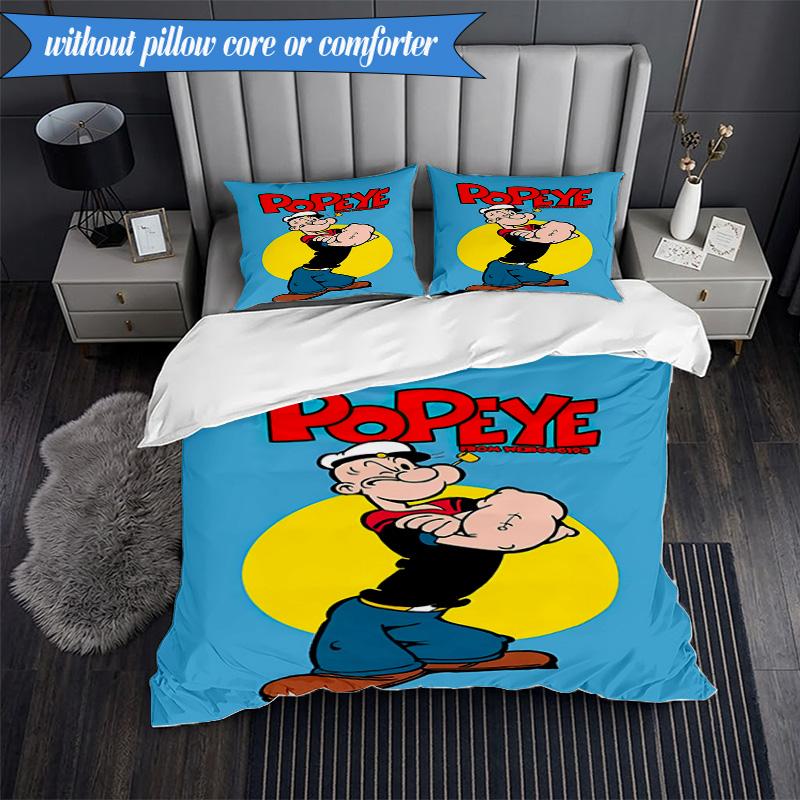 Set Biancheria da Letto con Popeye che Mostra la sua Forza, Include 1 Copripiumino e 2 Federe, Perfetto per Camera da Letto, Dormitorio, Regalo di Natale per Fan