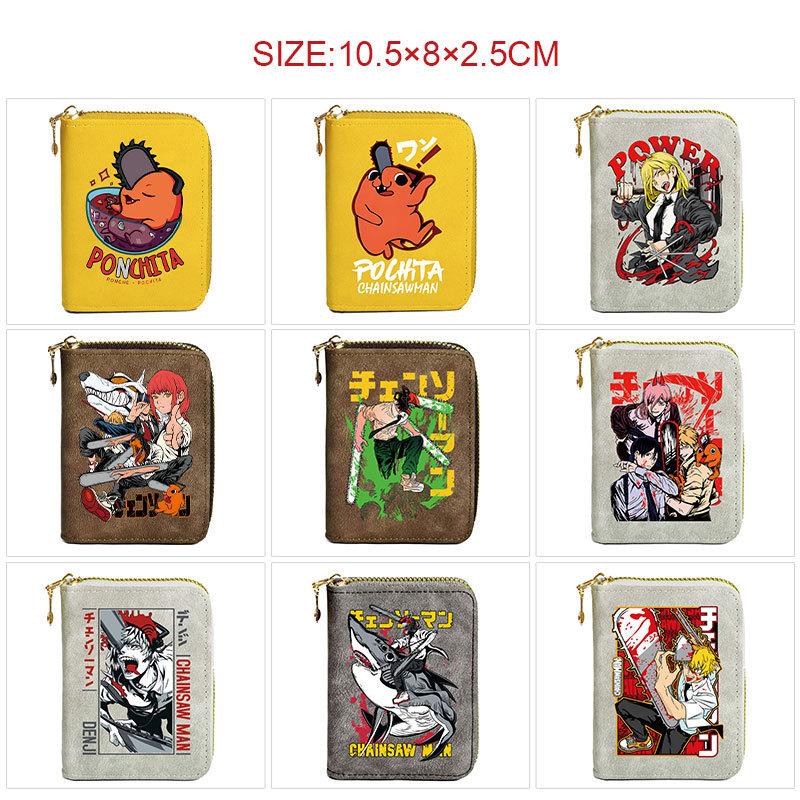 Chainsaw Man Zipper PU Wallet Short Multiple Card Slots Purse