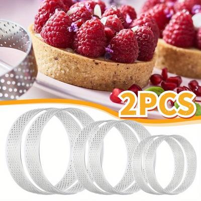 Antihaft Perforiertes Tartelettring-Set Edelstahl Mousse Kuchenform Backwerkzeuge für Dessertdekoration Küchenzubehör
