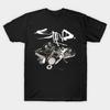 Heren Zwart Print T-shirt Vlekkerige Band Geen-Knippen Transferpapier Print Katoenen T-shirt