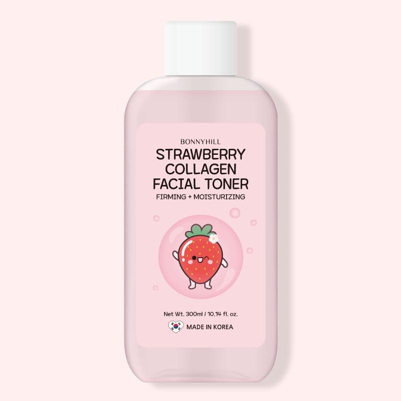 

BONNYHILL Клубничный коллаген / Тонер для лица с хауттуйнией сердцелистной 300 мл, Увлажняющий, Корейская косметика, K-beauty, пробник Strawberry Collagen