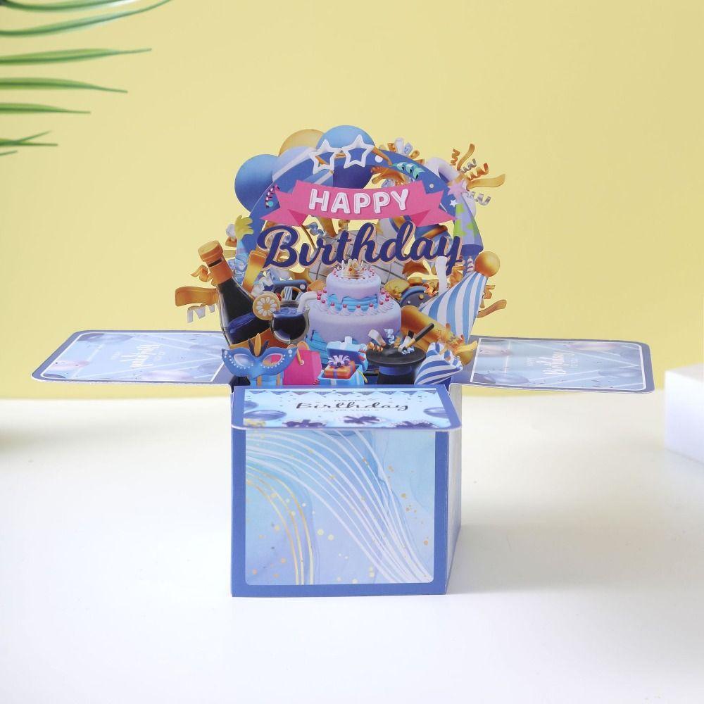 Happy Birthday 3D Pops-up Bouquet Birthday Wedding Greeting Card Fashion Paper Flowers