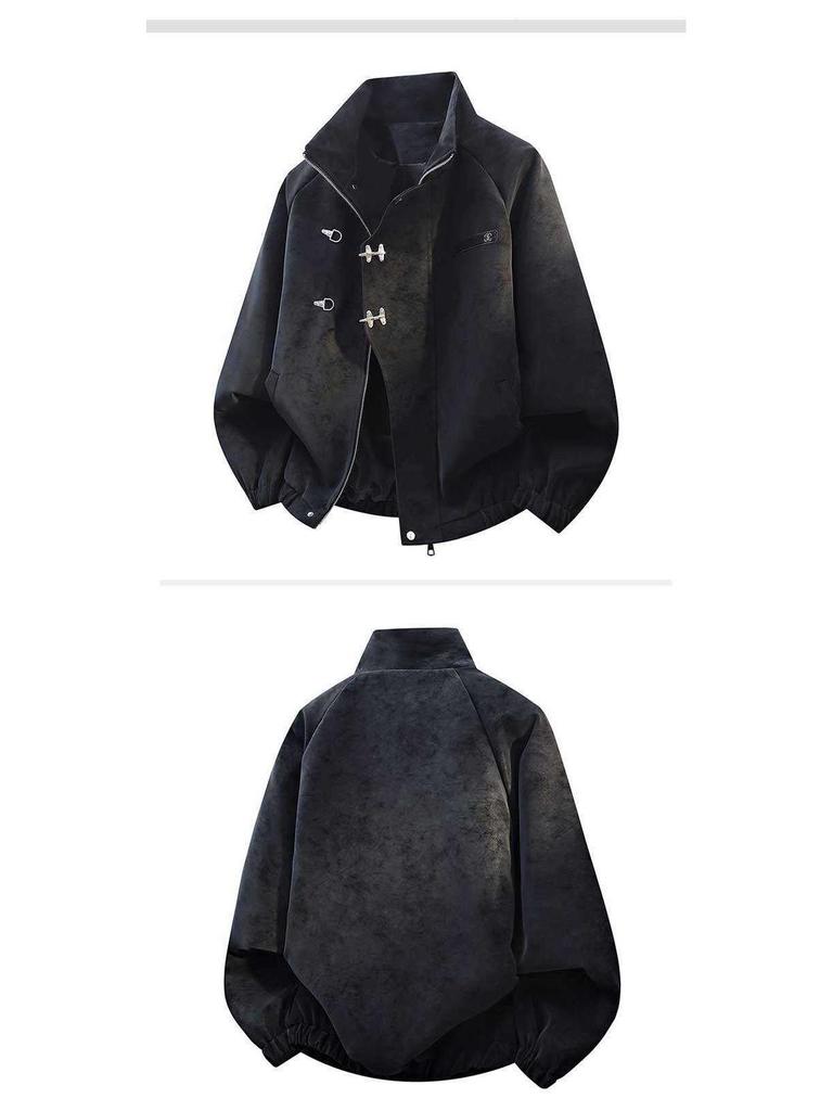 2025 Retro Tie-Dye Leather Jacket: Casual, Loose, Versatile Chinese Style for Couples