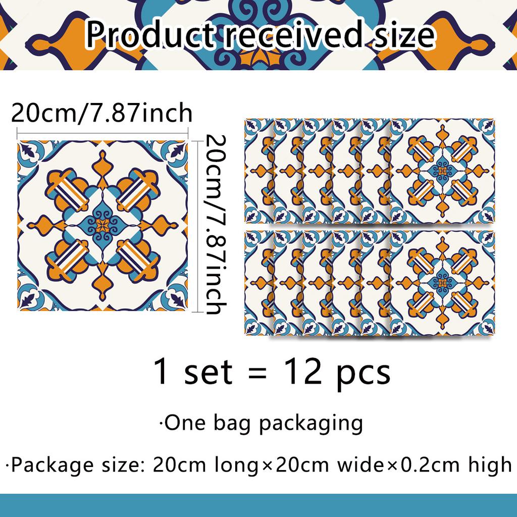 A Variety Of Retro Blue-Green Pattern Tile Wall Stickers Balcony Terrace Kitchen Background Beautification Decorative Wall Stickers