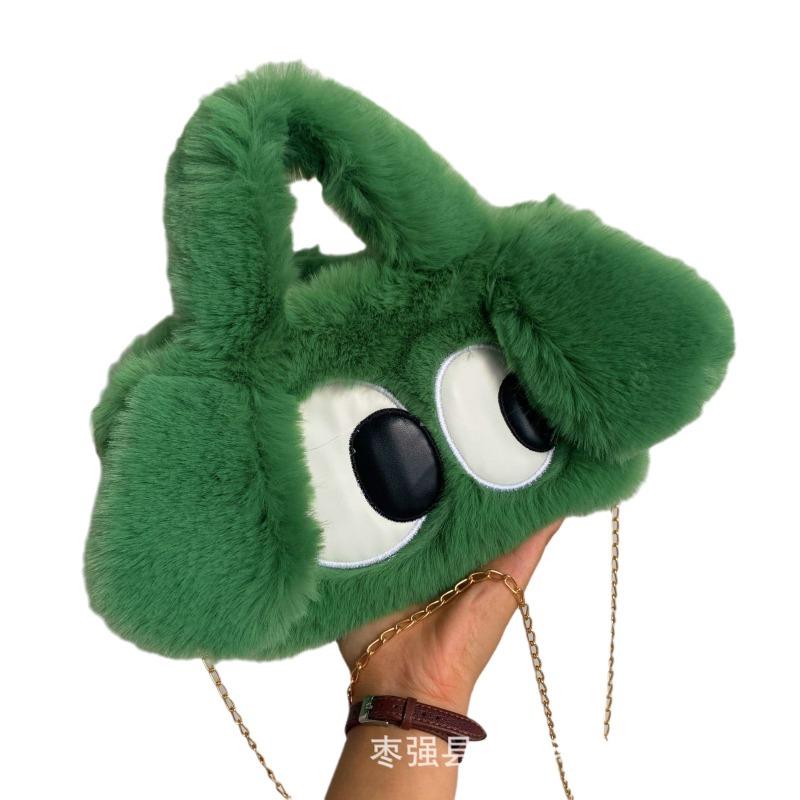 Plush bag big eyes cute dog women's bag fashion trend portable tote bag cute plush bag hand carry