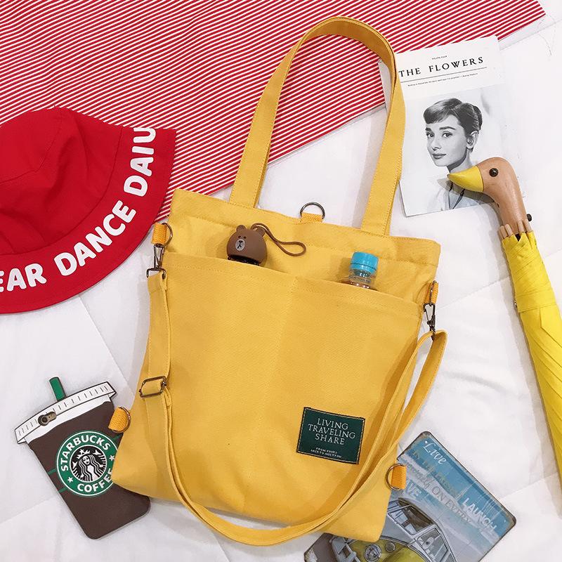 Ins Multi-purpose Women's Korean Version of Single Shoulder Canvas Bag Fashion Art College Backpack Class Tutorial Canvas Bag