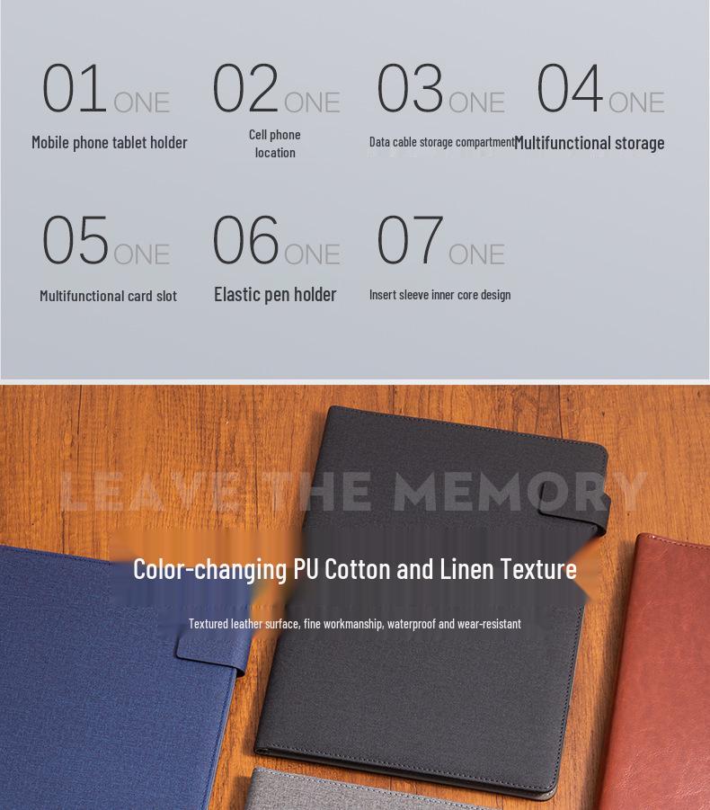 Premium A4 Faux Leather Folder with Magnetic Buckle & Document Clip for Business Meetings