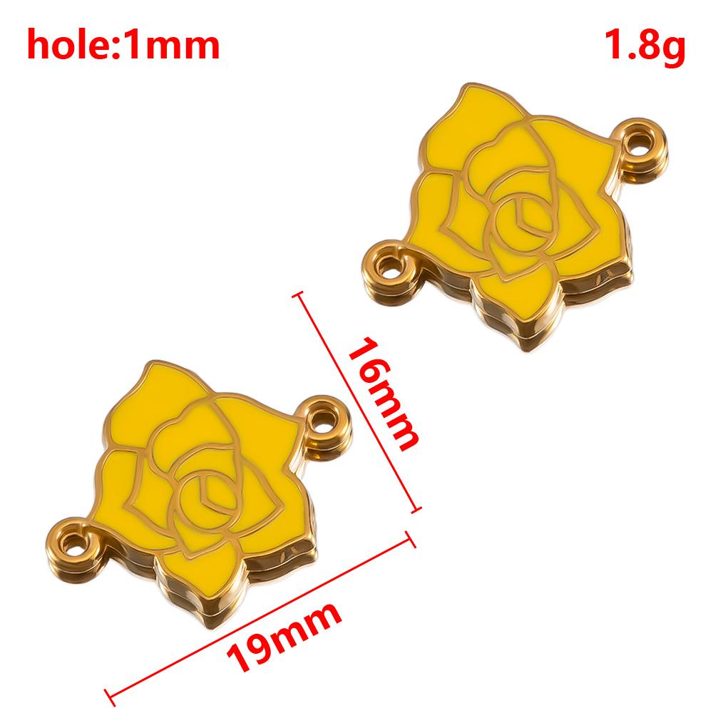 2pcs Stainless Steel Enamel Flower Charm Plant Sunflower Rose Daisy Necklace Bracelet Pendant Component DIY Craft Jewelry Making