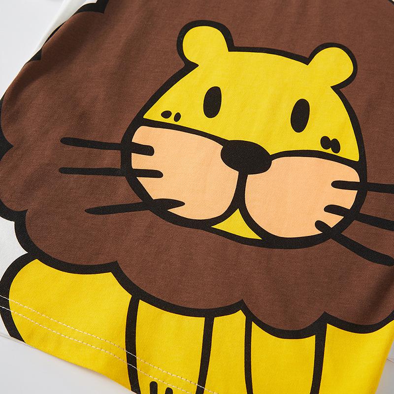 Betop Summer Boys' Cartoon Lion Short-Sleeved Cotton T-Shirt - New Style Baby Clothes