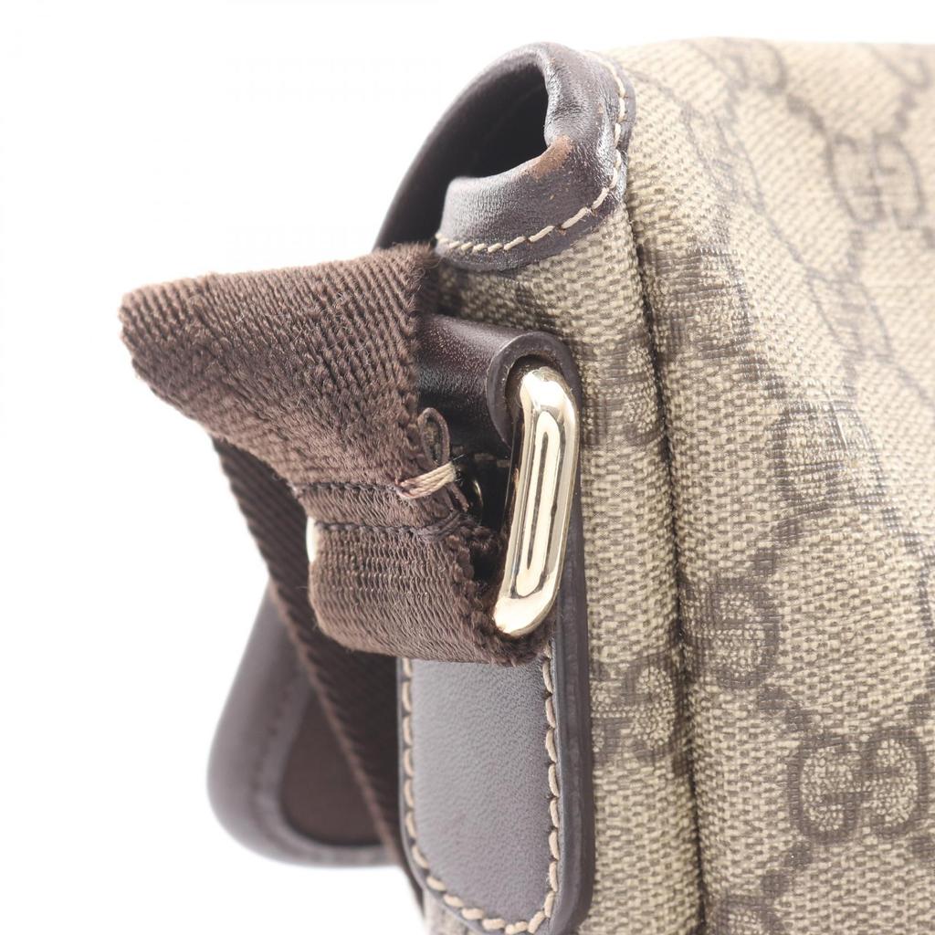 Used GUCCI GG Supreme Shoulder Bag 223666 PVC coated canvas leather Beige Brown Used Women