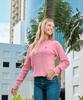 USPOLOASSN Cotton Long Sleeve Cable Round Knit_Melange Pink