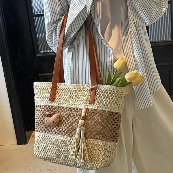 Holiday Wind Beach Straw Bag Women's Summer New Hollow Woven Bag Large Capacity Commuter Shoulder Armpit Bag
