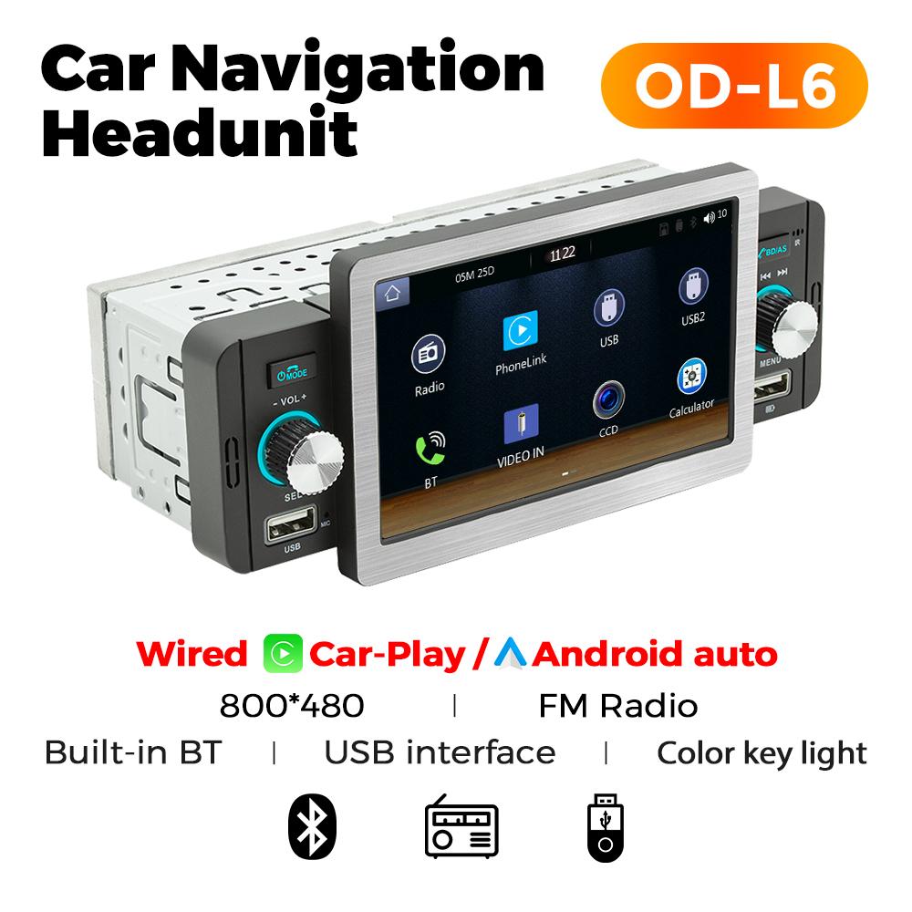 1Din 5inch Touch Screen Car Radio Multimedia Player Carplay Android Auto Display Navigation Mirrorlink  MP5 Rear View Camera