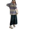 Gradual change color sweater women's autumn and winter new sweet loose lazy style advanced color matching knitted sweater