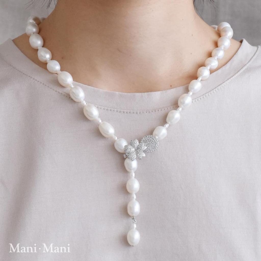 Easy to wear pearl genuine freshwater natural magnetic ceremonial drawstring care warranty in June wedding [Mani Mani] necklace, Y-shaped choker,